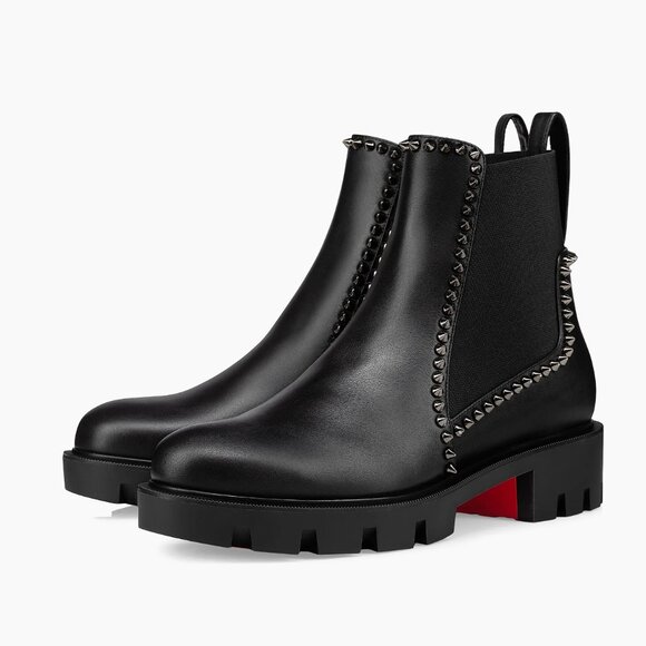 Christian Louboutin 3221092 Out Lina Spike Lug Black Calf Ankle Boot, 38.5, 39.5 - Picture 2 of 16
